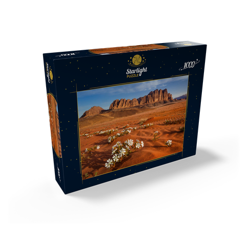 The desert blooms, flowers in the sand, Wadi Rum, Jordan 1000 Jigsaw Puzzle box view1