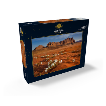The desert blooms, flowers in the sand, Wadi Rum, Jordan 500 Jigsaw Puzzle box view1