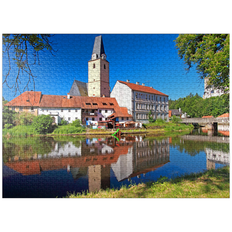 puzzleplate Church of the Virgin Mary in the center on the Vltava River, Rozmberk nad Vltavou 1000 Jigsaw Puzzle