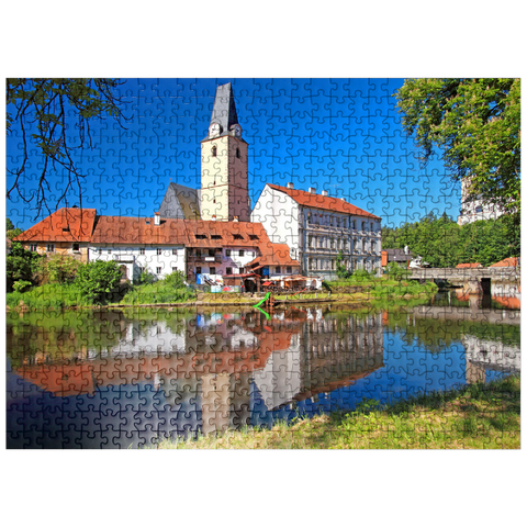 puzzleplate Church of the Virgin Mary in the center on the Vltava River, Rozmberk nad Vltavou 500 Jigsaw Puzzle