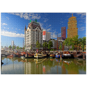 puzzleplate Oudehaven with the Witte Huis, Rotterdam, South Holland, Netherlands 1000 Jigsaw Puzzle
