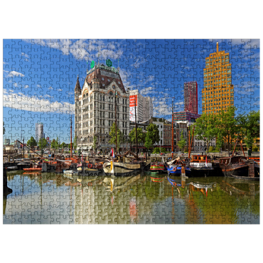 puzzleplate Oudehaven with the Witte Huis, Rotterdam, South Holland, Netherlands 500 Jigsaw Puzzle