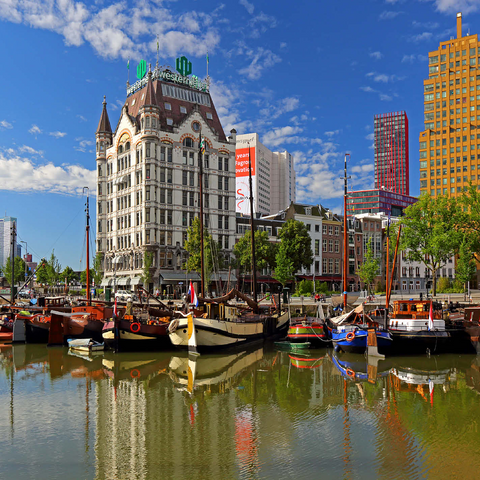 Oudehaven with the Witte Huis, Rotterdam, South Holland, Netherlands 500 Jigsaw Puzzle 3D Modell
