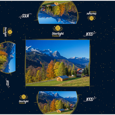 View from the Pfeiffer-Alm to the Zugspitzgruppe (2962m), Garmisch-Partenkirchen 1000 Jigsaw Puzzle box 3D Modell