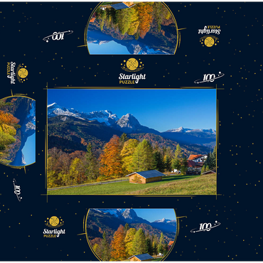 View from the Pfeiffer-Alm to the Zugspitzgruppe (2962m), Garmisch-Partenkirchen 100 Jigsaw Puzzle box 3D Modell
