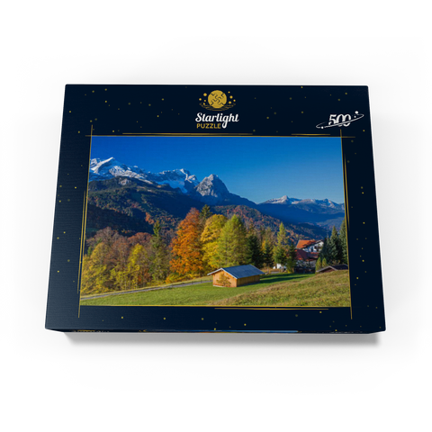 View from the Pfeiffer-Alm to the Zugspitzgruppe (2962m), Garmisch-Partenkirchen 500 Jigsaw Puzzle box view1