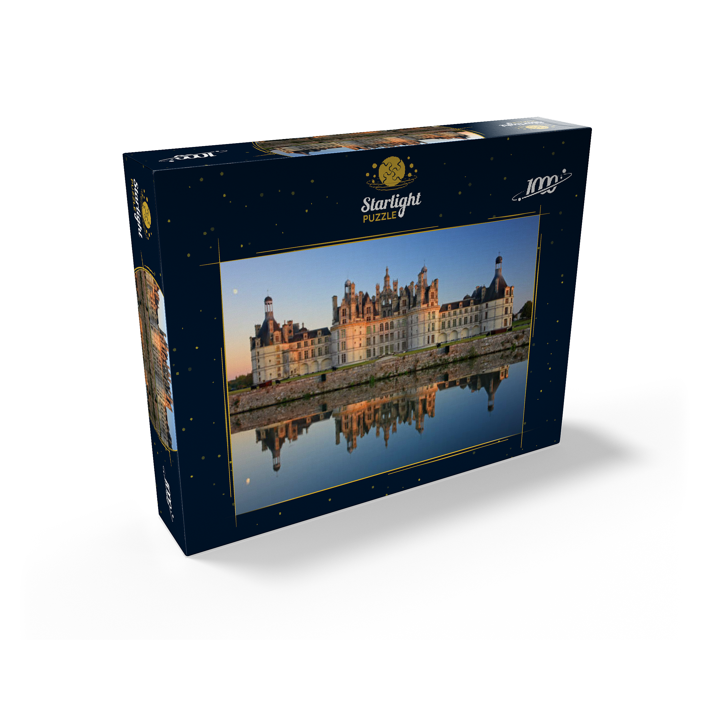 Chateau moat and north facade of Chambord Castle, France 1000 Jigsaw Puzzle box view1
