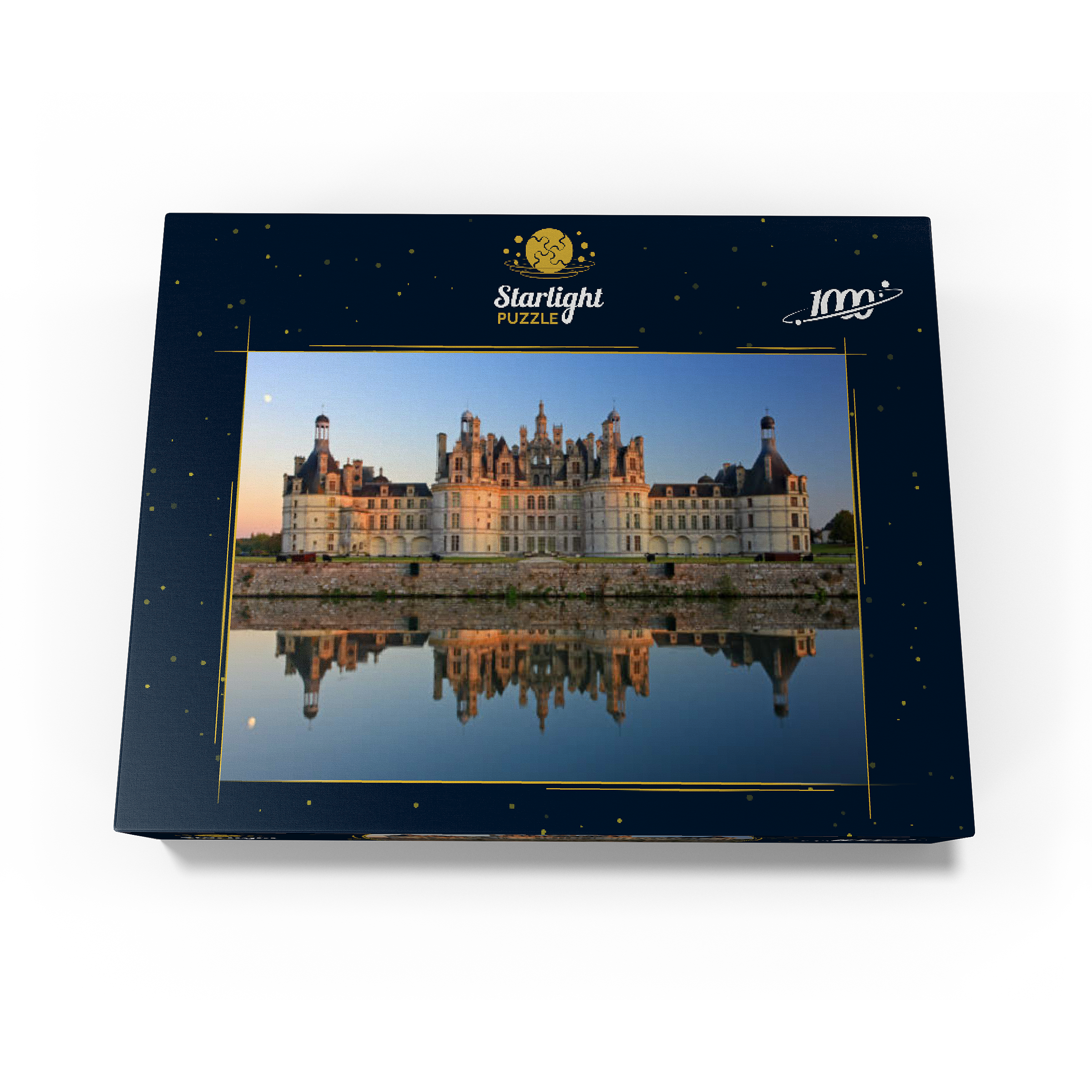 Chateau moat and north facade of Chambord Castle, France 1000 Jigsaw Puzzle box view1