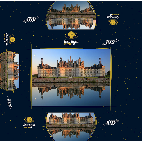 Chateau moat and north facade of Chambord Castle, France 1000 Jigsaw Puzzle box 3D Modell