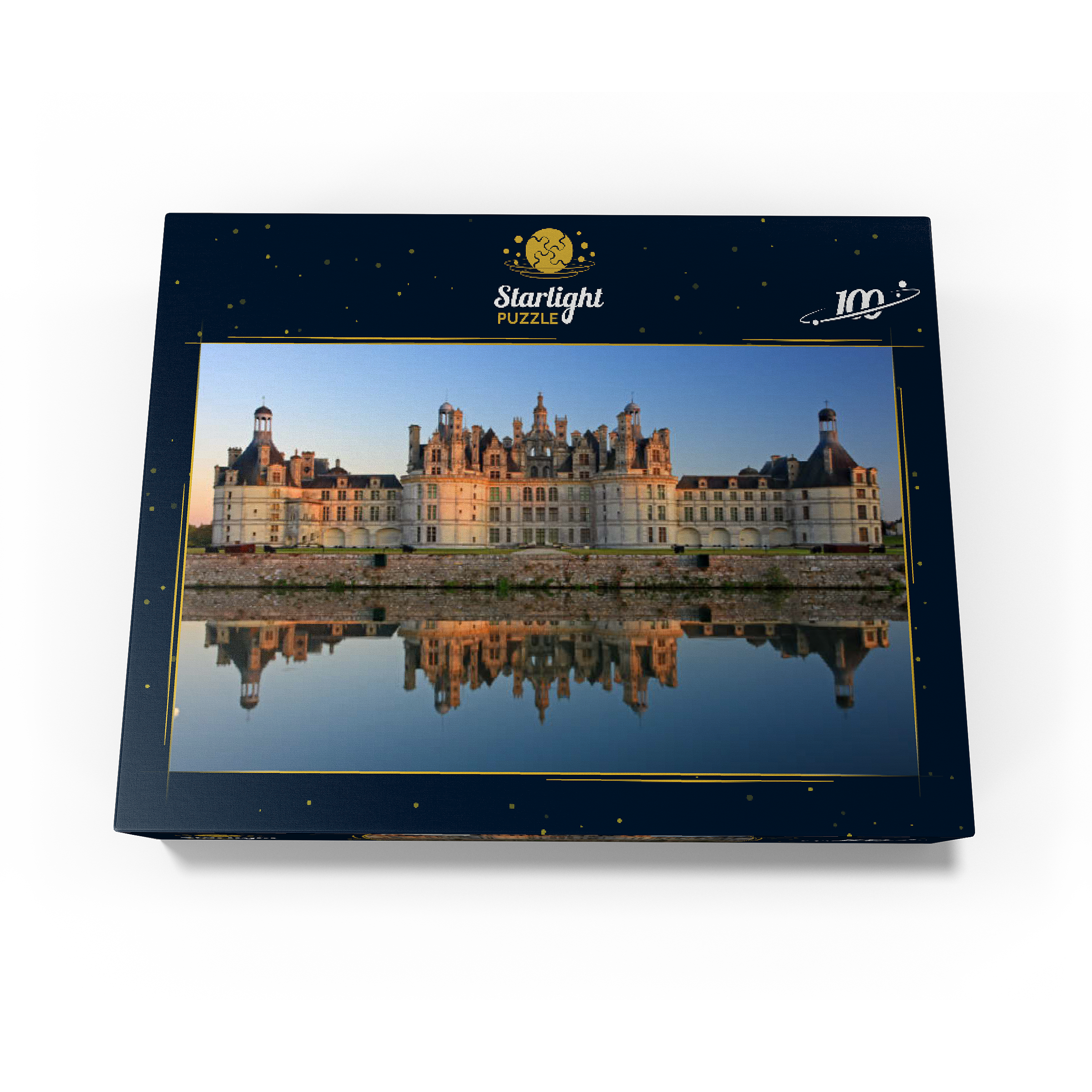 Chateau moat and north facade of Chambord Castle, France 100 Jigsaw Puzzle box view1