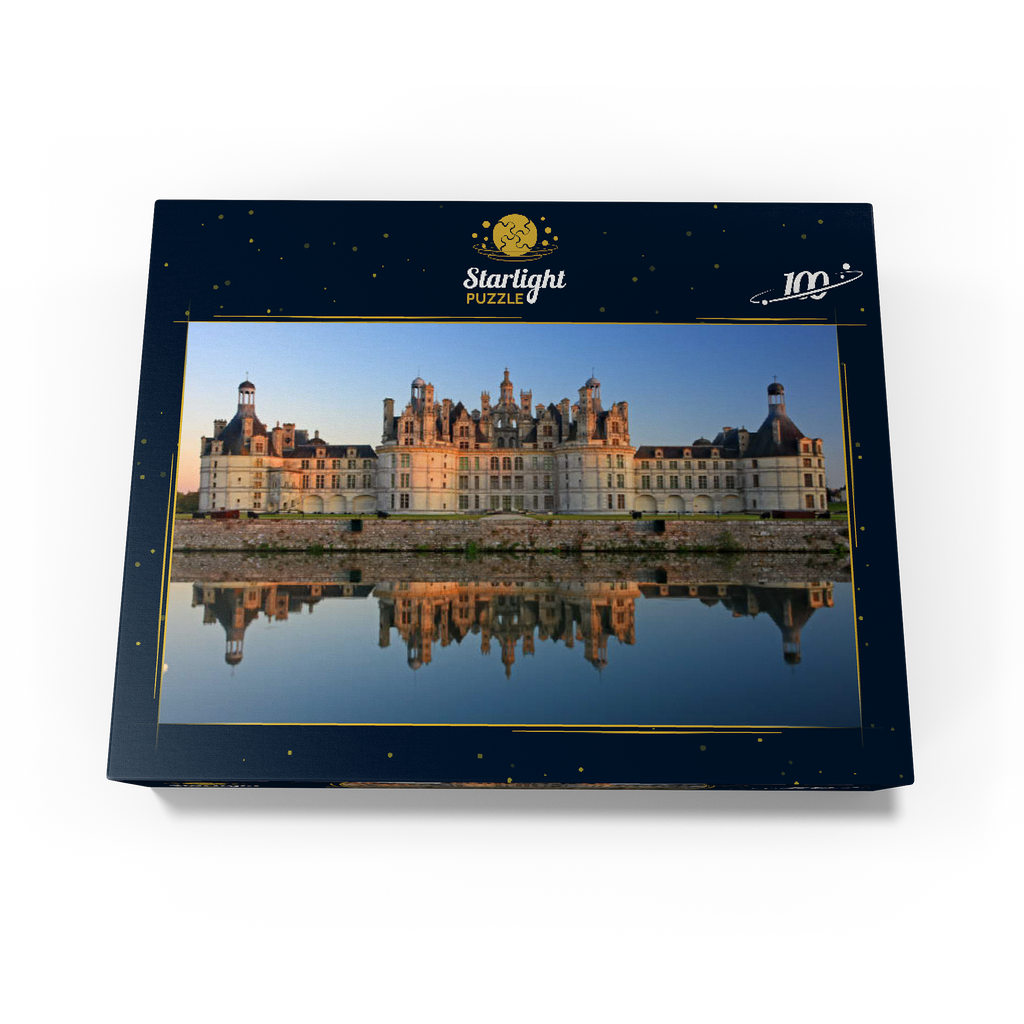 Chateau moat and north facade of Chambord Castle, France 100 Jigsaw Puzzle box view1