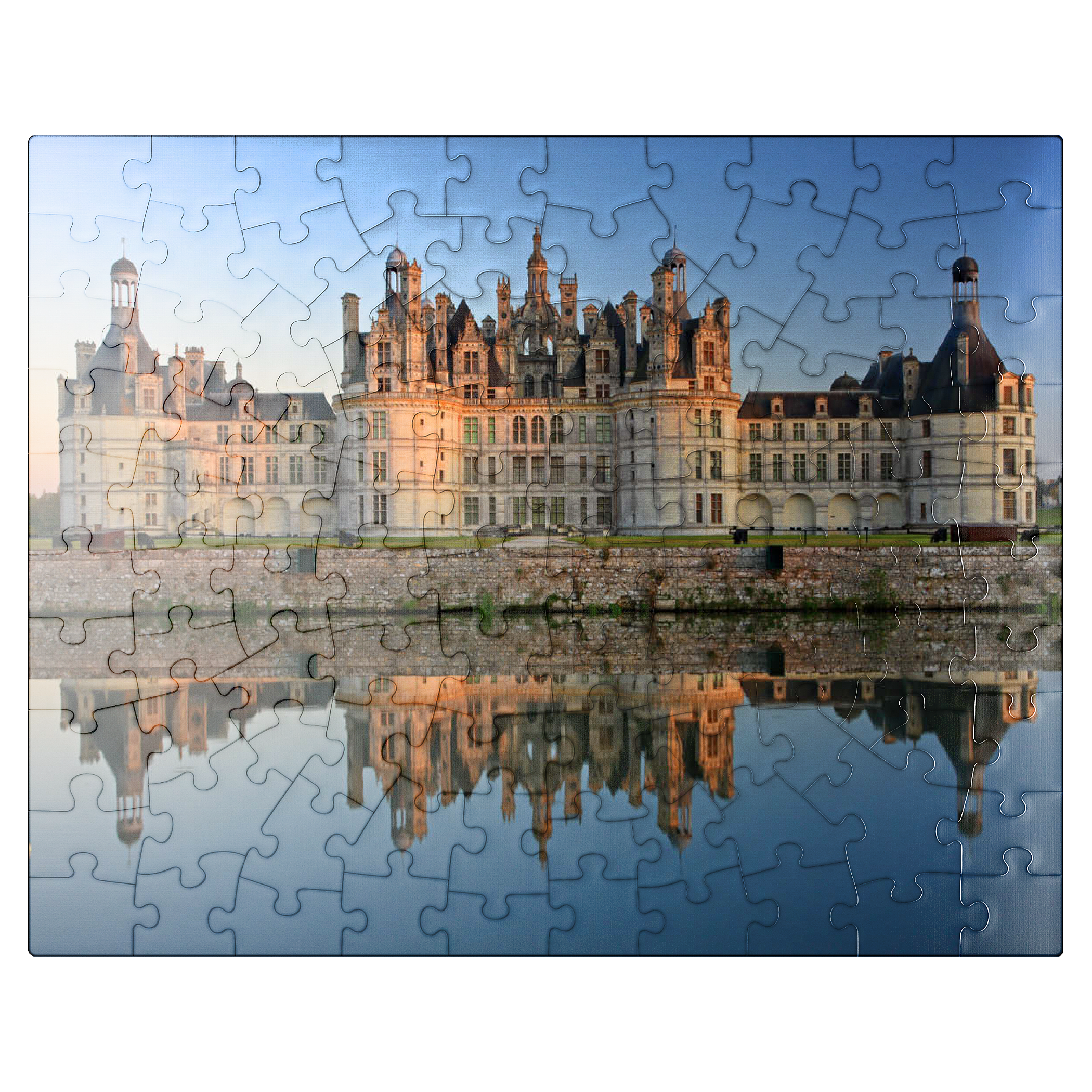 puzzleplate Chateau moat and north facade of Chambord Castle, France 100 Jigsaw Puzzle