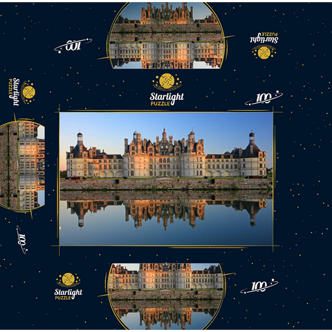 Chateau moat and north facade of Chambord Castle, France 100 Jigsaw Puzzle box 3D Modell