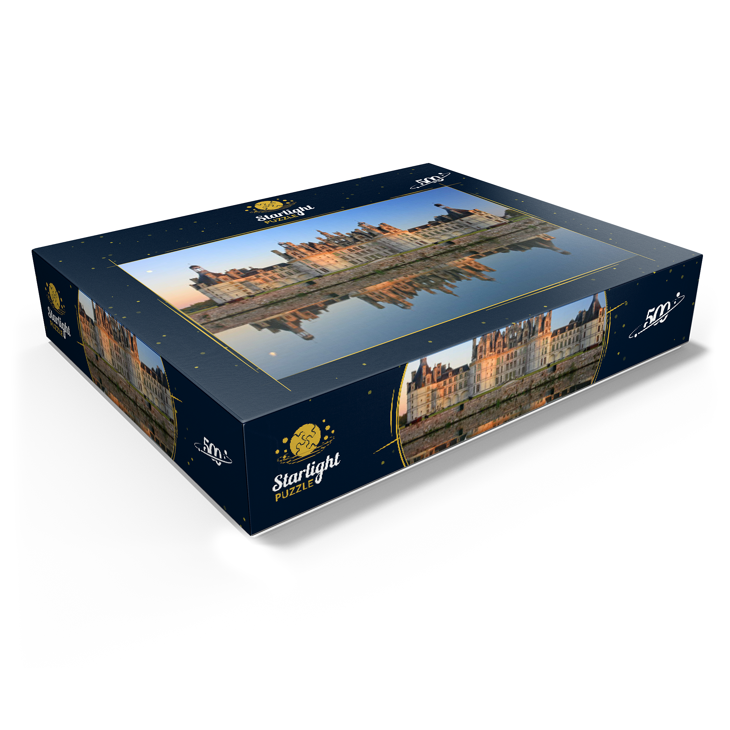 Chateau moat and north facade of Chambord Castle, France 500 Jigsaw Puzzle box view1