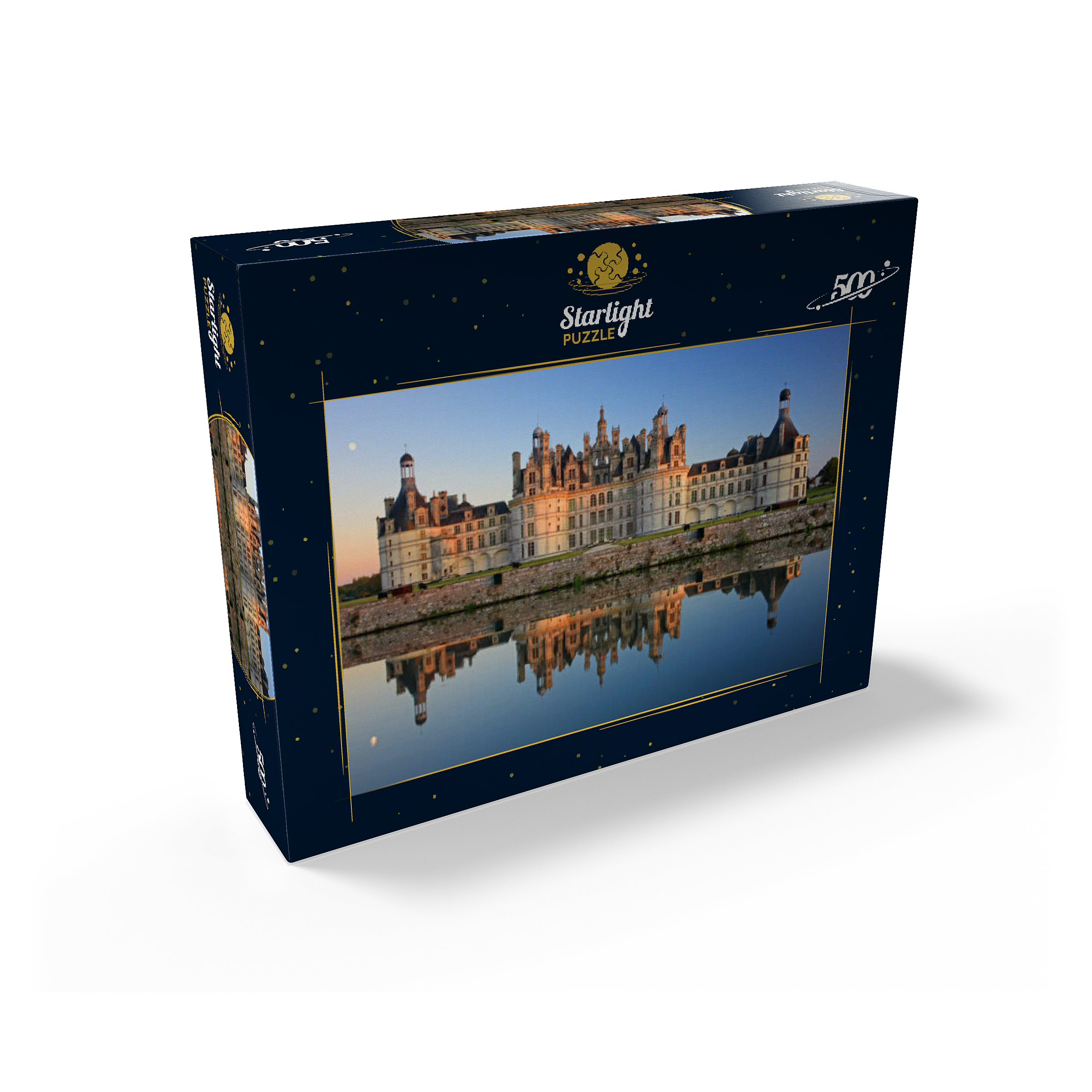 Chateau moat and north facade of Chambord Castle, France 500 Jigsaw Puzzle box view1
