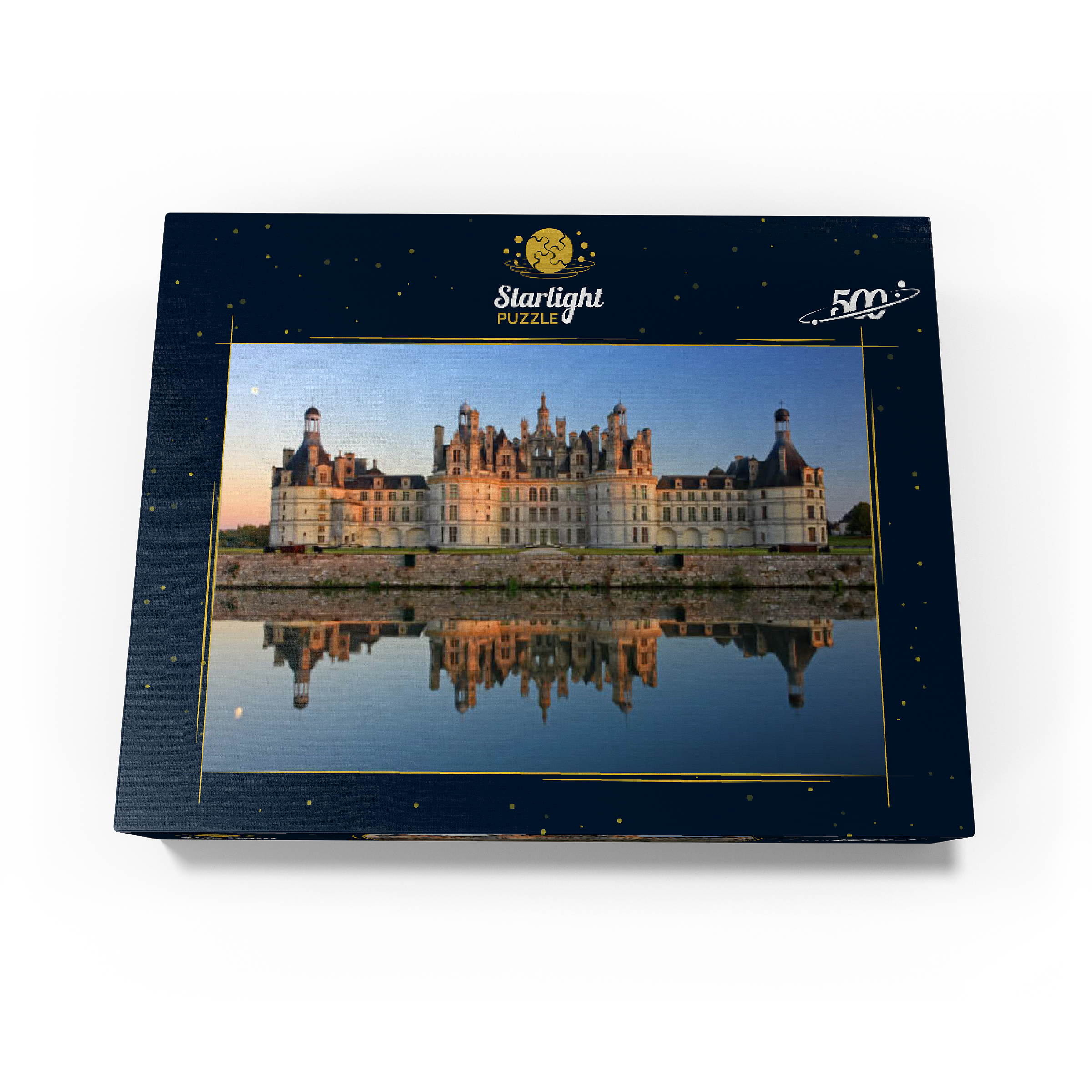 Chateau moat and north facade of Chambord Castle, France 500 Jigsaw Puzzle box view1