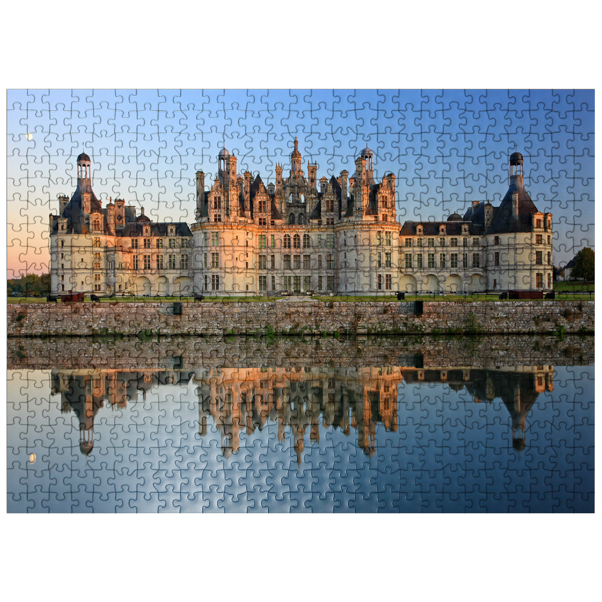 puzzleplate Chateau moat and north facade of Chambord Castle, France 500 Jigsaw Puzzle