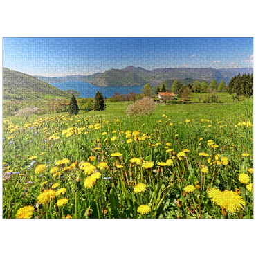 puzzleplate Spring landscape near Sulzano overlooking Lake Iseo, Lombardy, Italy 1000 Jigsaw Puzzle