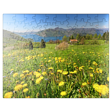 puzzleplate Spring landscape near Sulzano overlooking Lake Iseo, Lombardy, Italy 100 Jigsaw Puzzle