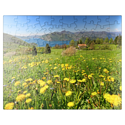 puzzleplate Spring landscape near Sulzano overlooking Lake Iseo, Lombardy, Italy 100 Jigsaw Puzzle