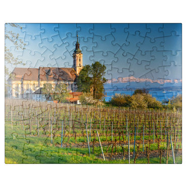 puzzleplate Evening at the pilgrimage church Birnau near Unteruhldingen at Lake Constance in springtime 100 Jigsaw Puzzle