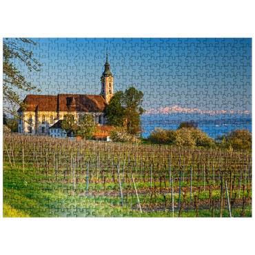 puzzleplate Evening at the pilgrimage church Birnau near Unteruhldingen at Lake Constance in springtime 500 Jigsaw Puzzle