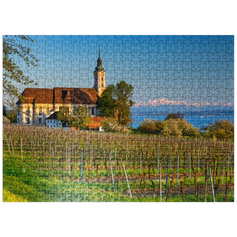 puzzleplate Evening at the pilgrimage church Birnau near Unteruhldingen at Lake Constance in springtime 500 Jigsaw Puzzle