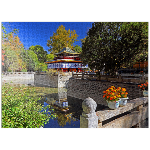 puzzleplate Water pavilion in the park of the Dalai Lama's summer residence, Tibet, China 1000 Jigsaw Puzzle