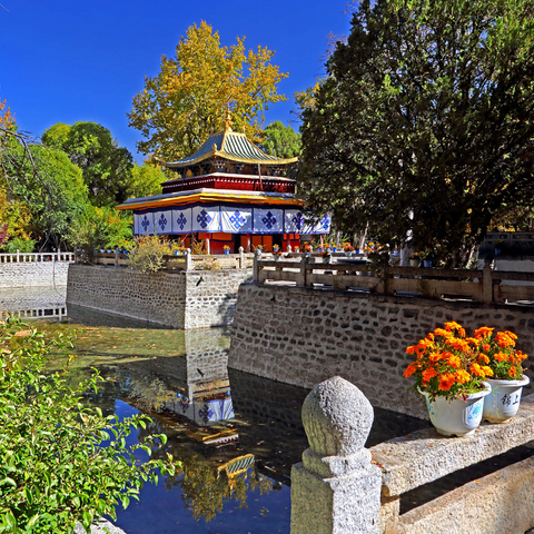 Water pavilion in the park of the Dalai Lama's summer residence, Tibet, China 1000 Jigsaw Puzzle 3D Modell