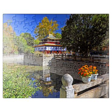 puzzleplate Water pavilion in the park of the Dalai Lama's summer residence, Tibet, China 100 Jigsaw Puzzle