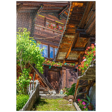 puzzleplate Wooden houses in the village of Mürren 1000 Jigsaw Puzzle