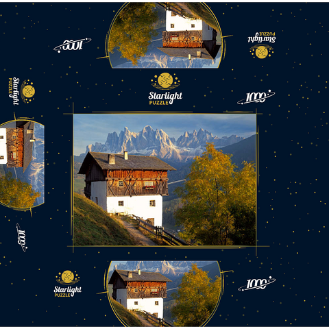 Geisler Group, Dolomites, Villnöss Valley, Province of Bolzano, South Tyrol, Italy 1000 Jigsaw Puzzle box 3D Modell