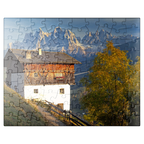 puzzleplate Geisler Group, Dolomites, Villnöss Valley, Province of Bolzano, South Tyrol, Italy 100 Jigsaw Puzzle