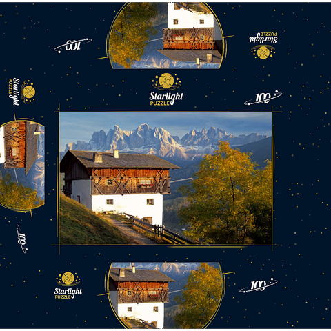 Geisler Group, Dolomites, Villnöss Valley, Province of Bolzano, South Tyrol, Italy 100 Jigsaw Puzzle box 3D Modell