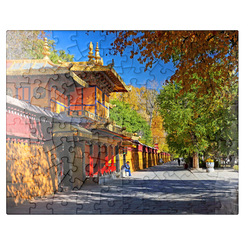 puzzleplate One of the residential buildings in the park of the Dalai Lama's summer residence, Tibet 100 Jigsaw Puzzle