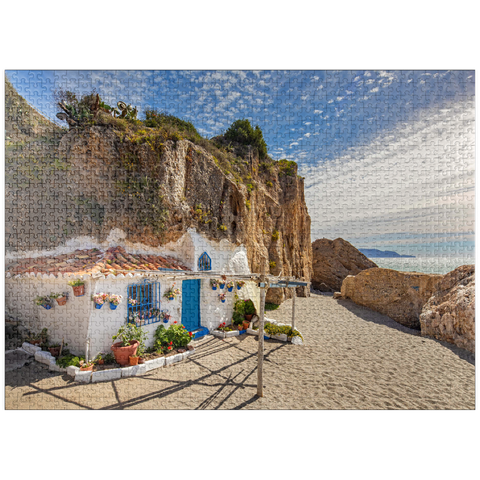 puzzleplate Fishing hut on the beach, Andalusia, Spain 1000 Jigsaw Puzzle
