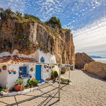 Fishing hut on the beach, Andalusia, Spain 100 Jigsaw Puzzle 3D Modell