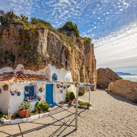Fishing hut on the beach, Andalusia, Spain 100 Jigsaw Puzzle 3D Modell