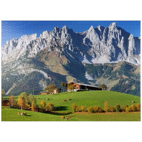 puzzleplate Farmhouse near Kitzbühel with Kaiser Mountains, Tyrol, Austria 1000 Jigsaw Puzzle