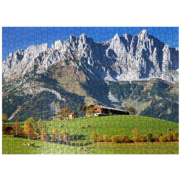 puzzleplate Farmhouse near Kitzbühel with Kaiser Mountains, Tyrol, Austria 500 Jigsaw Puzzle