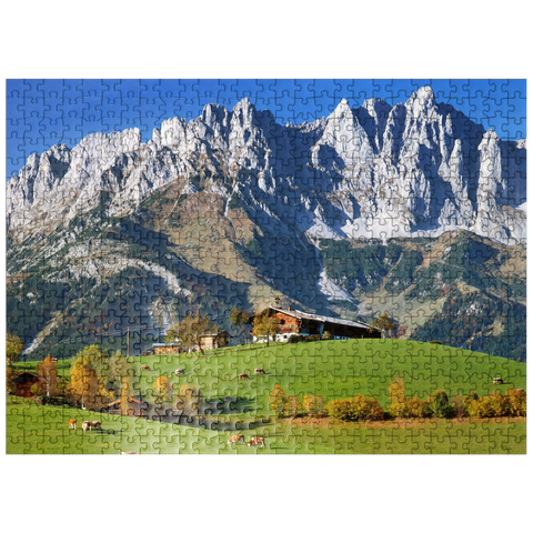 puzzleplate Farmhouse near Kitzbühel with Kaiser Mountains, Tyrol, Austria 500 Jigsaw Puzzle