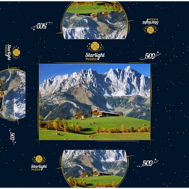 Farmhouse near Kitzbühel with Kaiser Mountains, Tyrol, Austria 500 Jigsaw Puzzle box 3D Modell