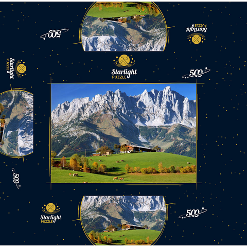 Farmhouse near Kitzbühel with Kaiser Mountains, Tyrol, Austria 500 Jigsaw Puzzle box 3D Modell