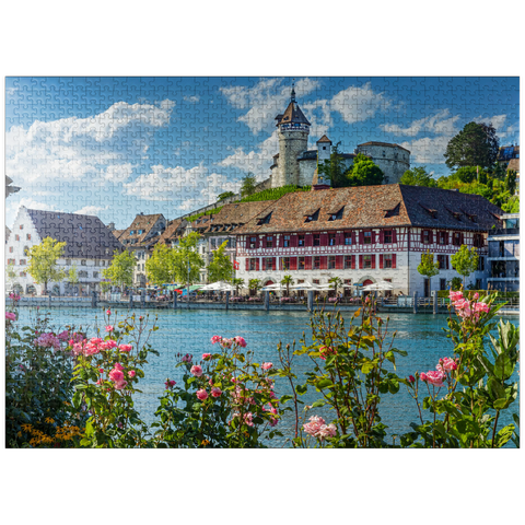 puzzleplate View over the Rhine to the old town and Munot fortress 1000 Jigsaw Puzzle