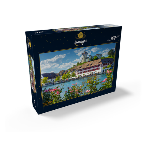 View over the Rhine to the old town and Munot fortress 100 Jigsaw Puzzle box view1