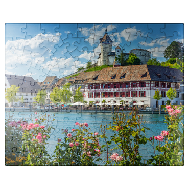 puzzleplate View over the Rhine to the old town and Munot fortress 100 Jigsaw Puzzle