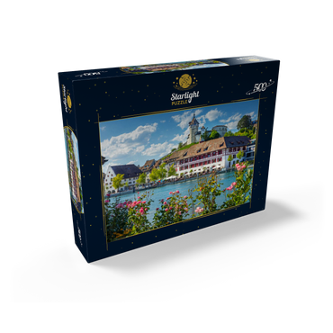 View over the Rhine to the old town and Munot fortress 500 Jigsaw Puzzle box view1
