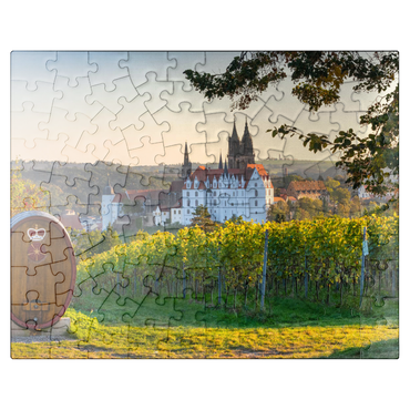 puzzleplate Vineyard, Proschwitz Castle Winery with view to Albrechtsburg Castle and Cathedral 100 Jigsaw Puzzle