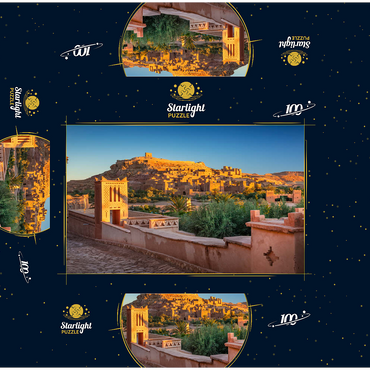 Morning atmosphere at the clay village of Ait Ben Haddou, High Atlas Mountains 100 Jigsaw Puzzle box 3D Modell