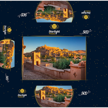 Morning atmosphere at the clay village of Ait Ben Haddou, High Atlas Mountains 500 Jigsaw Puzzle box 3D Modell